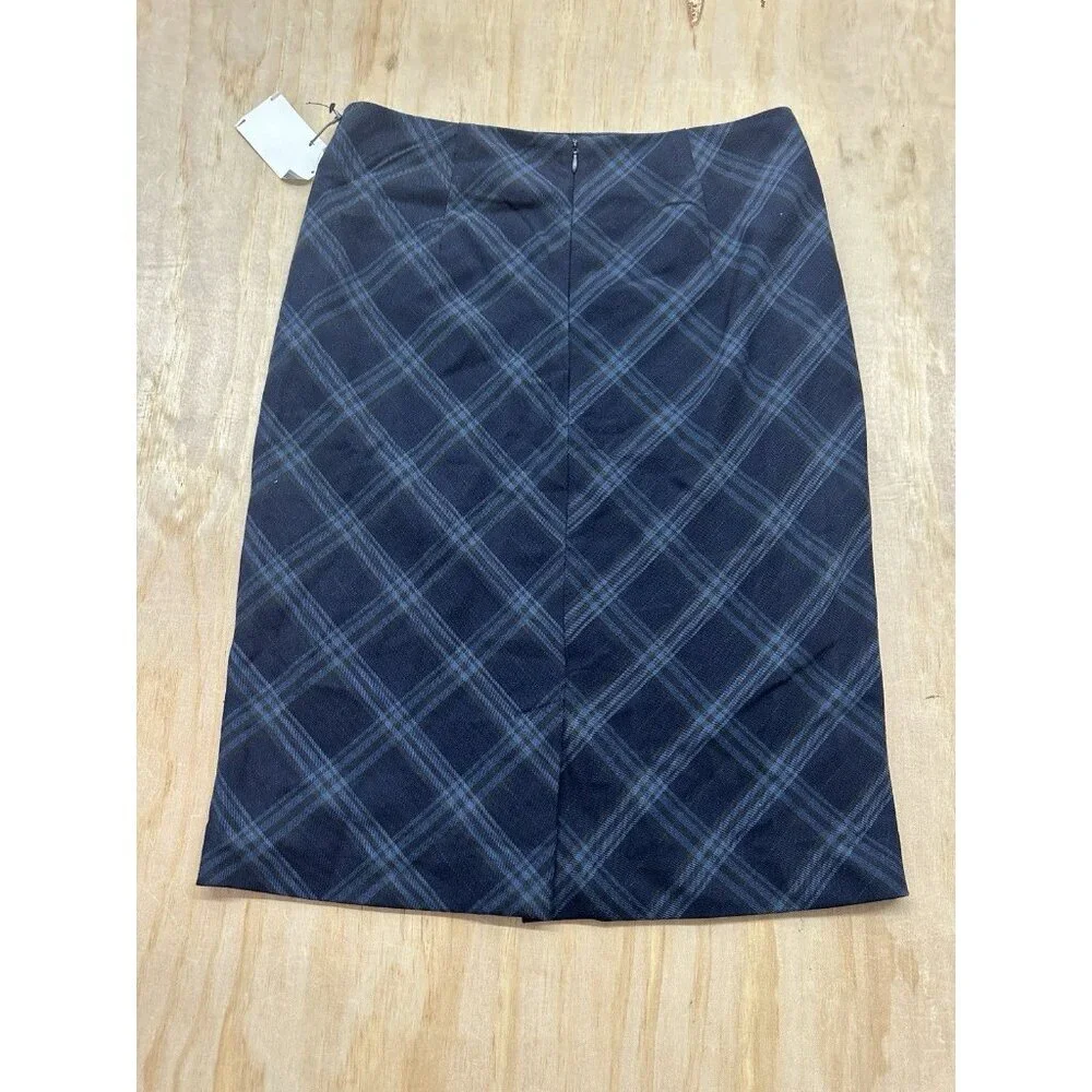 Vince Camuto Plaid Pencil Skirt‎ Sz 0 Blue Black Mini Work Career Office NWTs